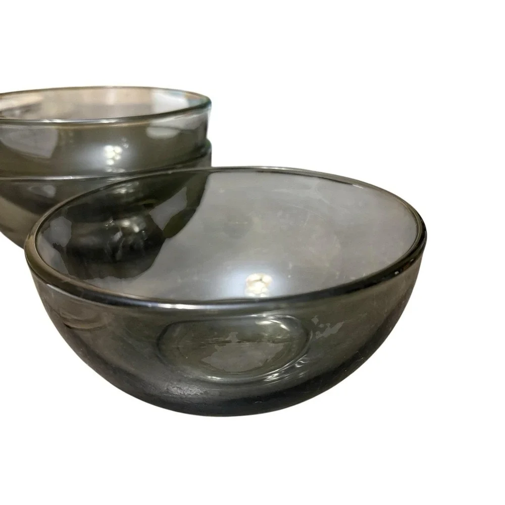 Set‎ Of 3 Vintage Forte Crisa Mexico Smokey Grey Glass 5 7/8